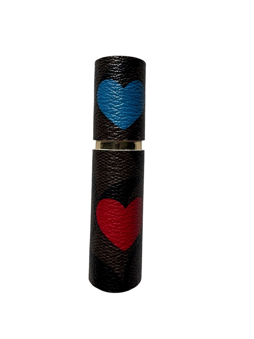Signature Brown Pebble Leather with Heart Travel Perfume Atomizer